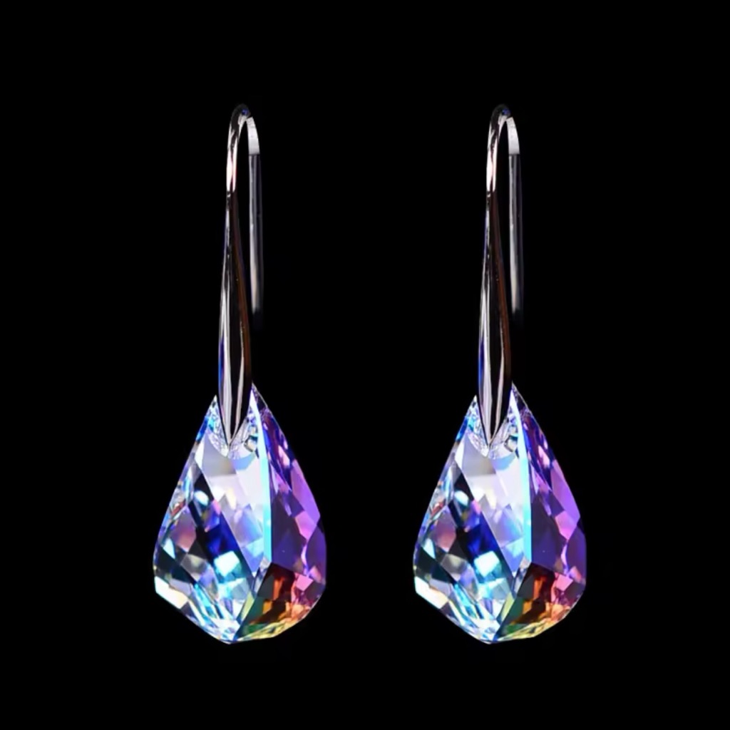 Iridescent Teardrop Crystal Earrings